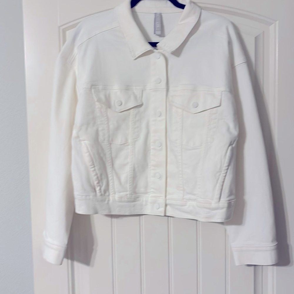 Athleta Large White Jean Jacket